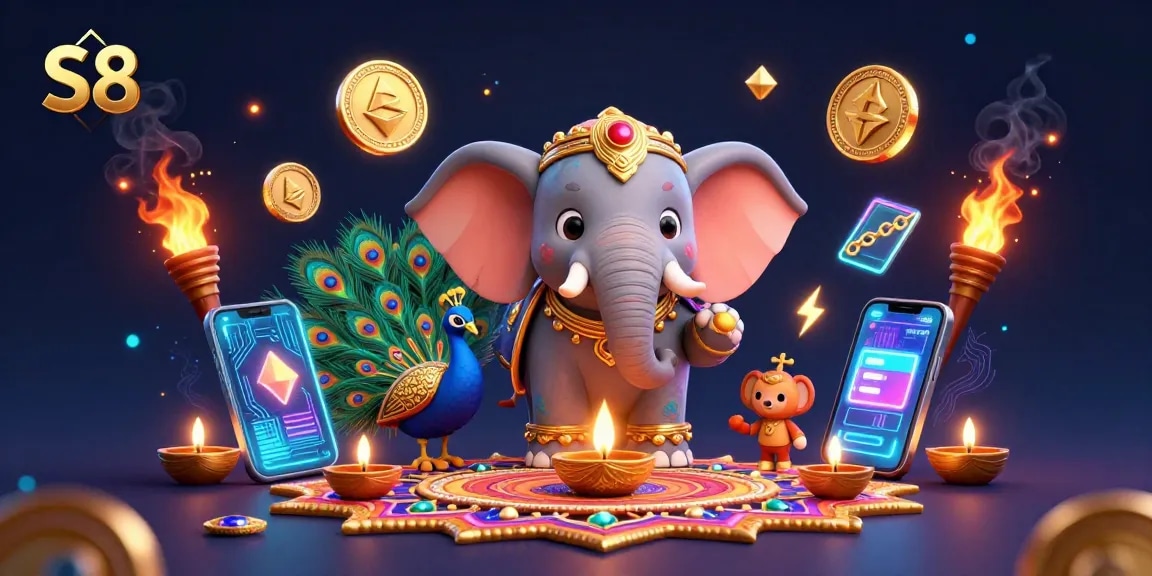 Engage with S8's thrilling online casino experience featuring vibrant gaming elements and iconic characters.