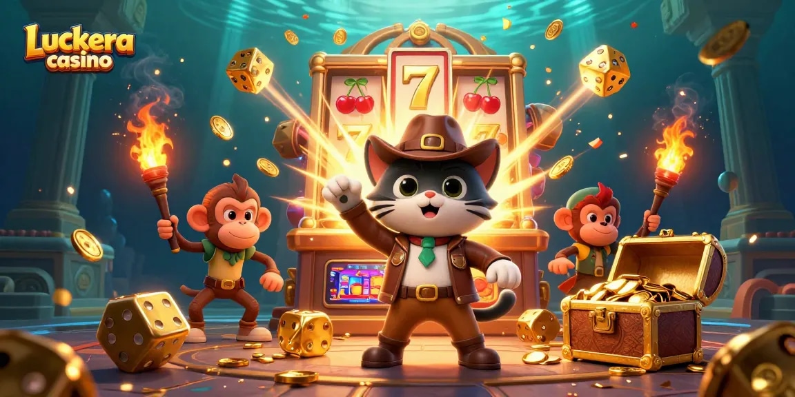 Experience Luckera casino's thrilling gameplay with vibrant symbols and immersive 3D treasures.