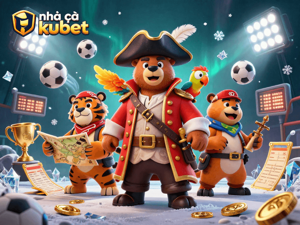 Engage with nhà cái kubet through an exciting sports betting scene featuring vibrant characters and dynamic elements.