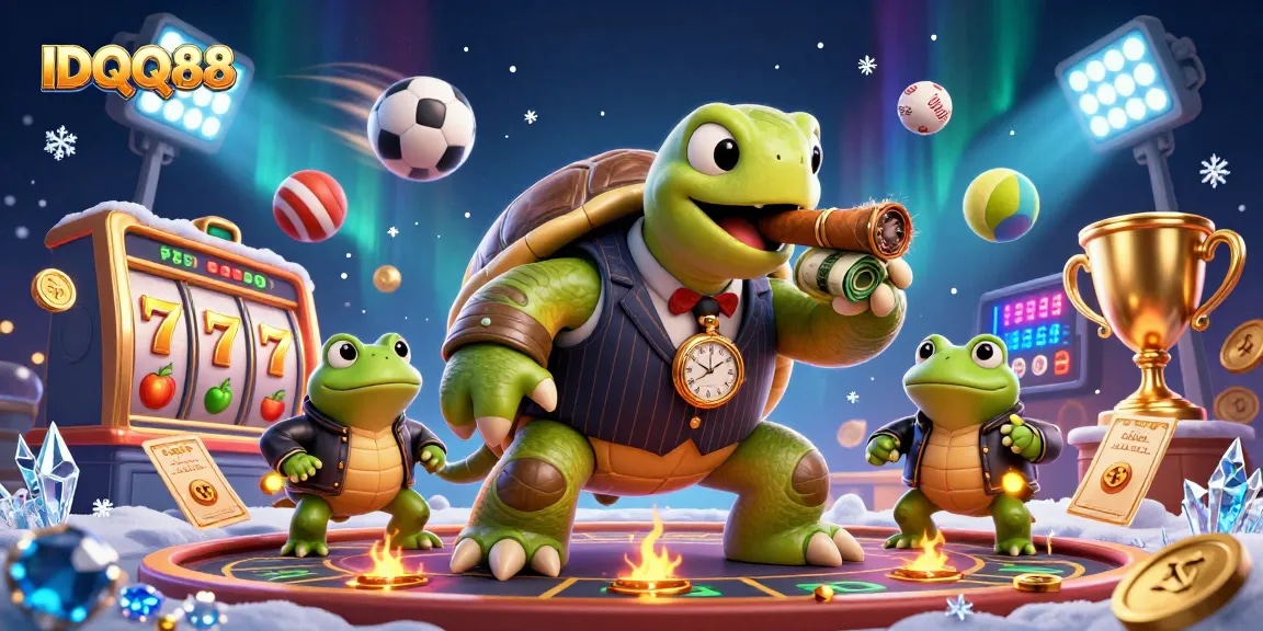 Experience engaging slots action with IDQQ88 featuring a snapping turtle and bullfrog enforcers.