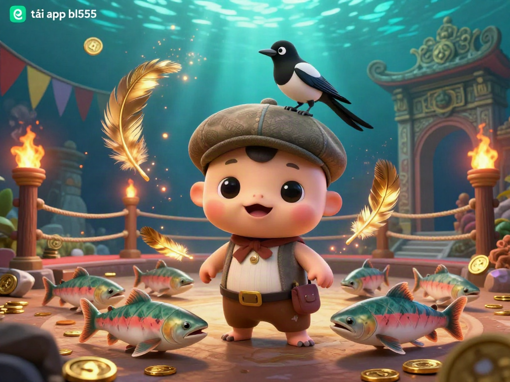 Experience the excitement with tải app bl555 illustrated in a vibrant underwater casino scene, featuring playful characters.
