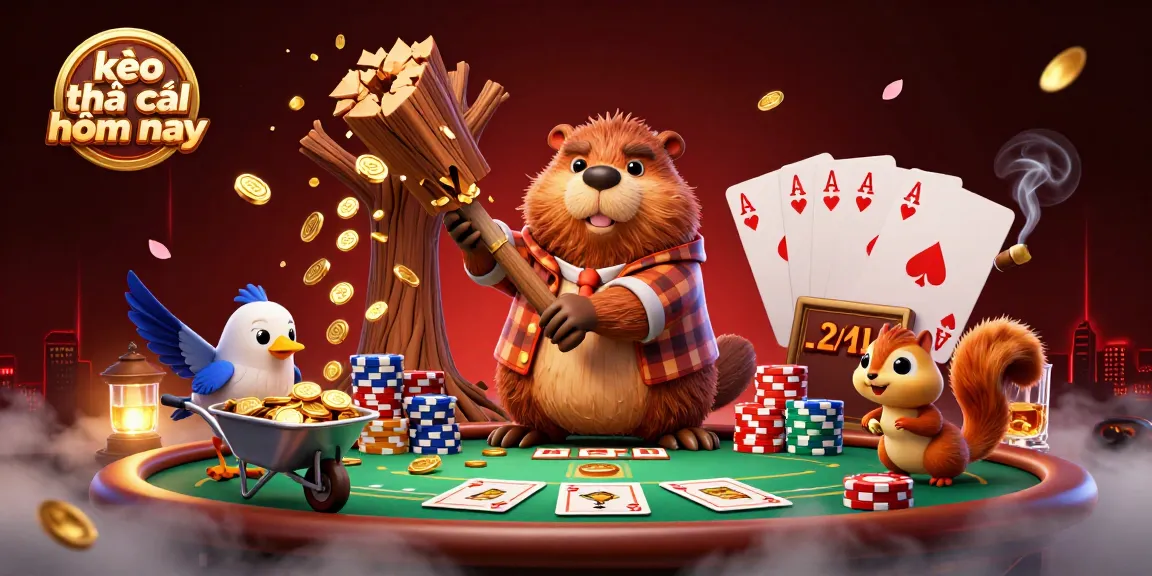 Betting strategy visualized through a lively scene celebrating kèo nhà cái hôm nay with fun characters and gaming elements.