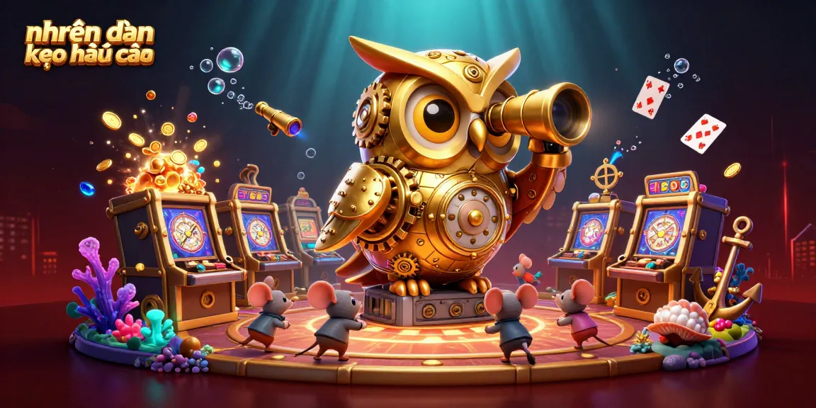 Engage in nhận định kèo nhà cái with dynamic scenes of golden owls and playful mice amid thrilling gaming elements.