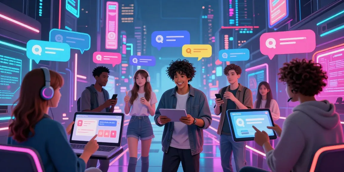 Engaging AI ecchi chat scene with diverse anime characters in a futuristic virtual environment.
