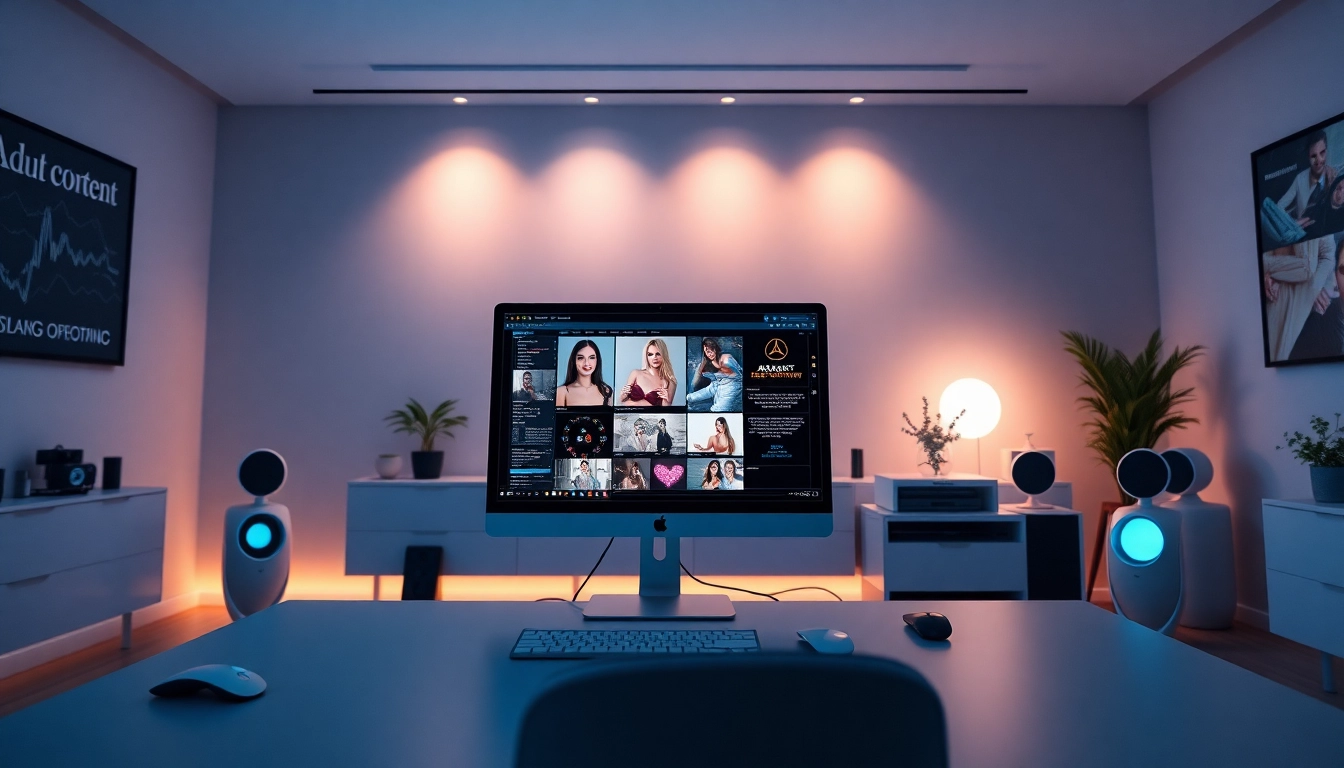 Innovative AI porn interface in a modern digital workspace with advanced technology.