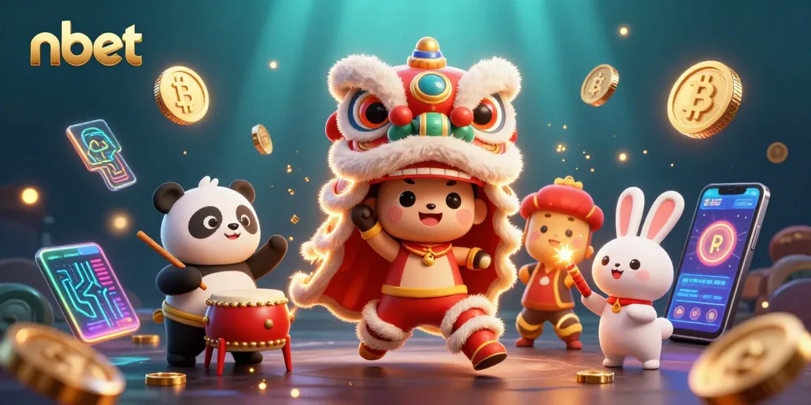 Experience thrilling gameplay with nbet at this vibrant casino illustration featuring a lion dance and crypto elements.