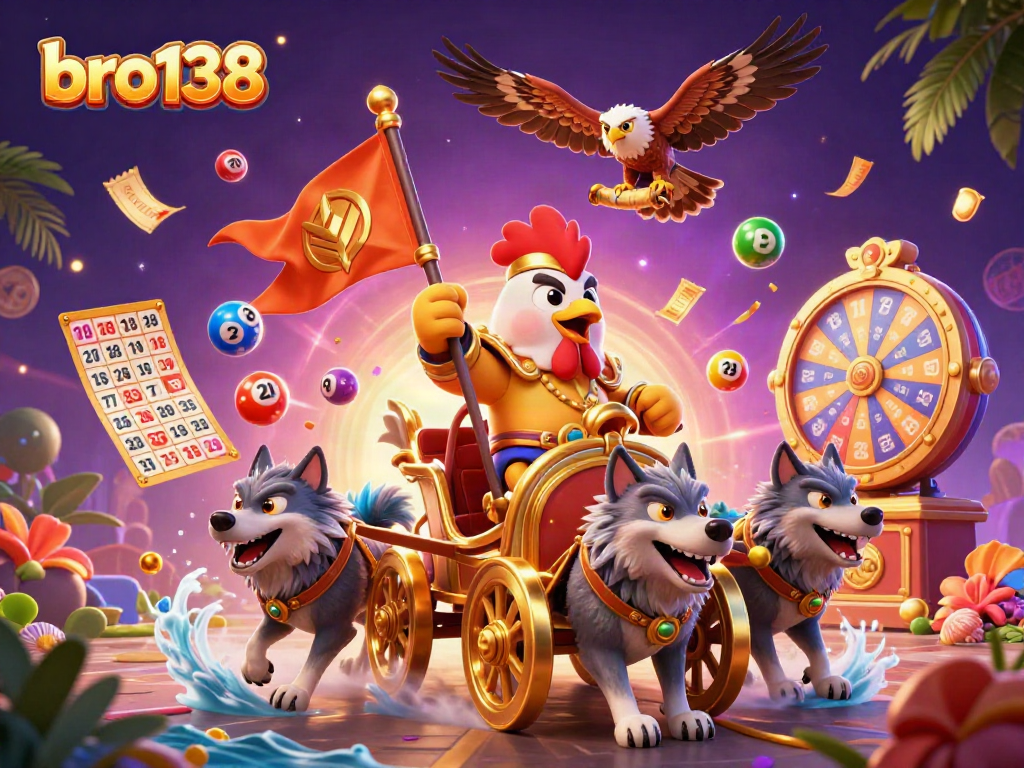 Experience the thrill with bro138's vibrant gaming world featuring roaring jackpots and festive lottery action.