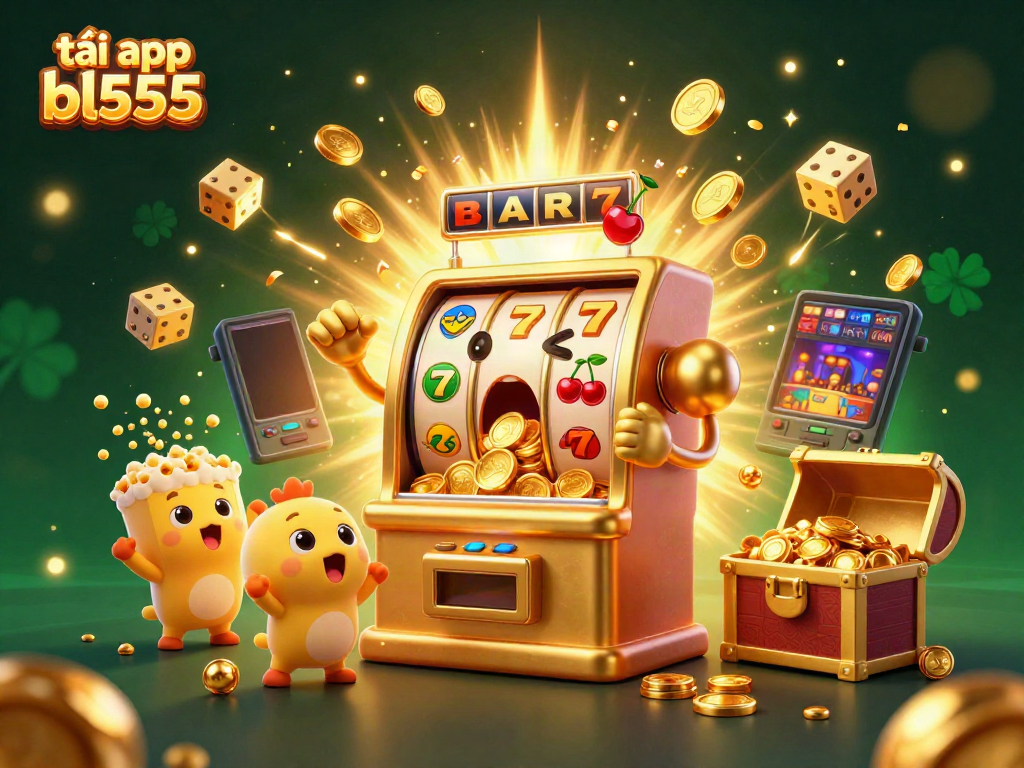 Experience the excitement and win with tải app bl555 featuring a dazzling slot machine jackpot scene.