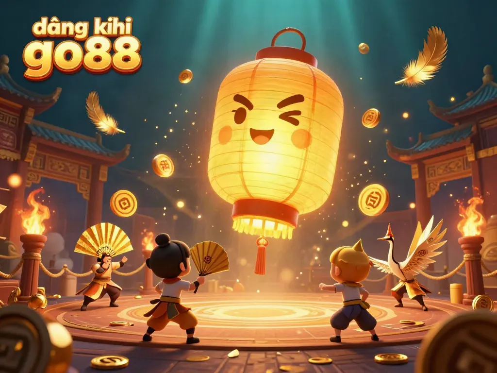 Experience đăng ký go88 in a vibrant 3D illustration of a casino filled with lucky symbols and gold.