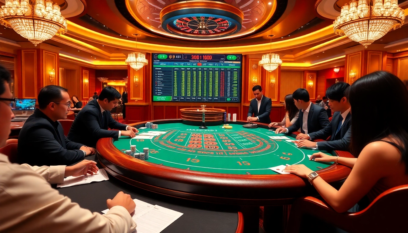 Players enjoying baccarat at a qh88 casino table with live dealer action.