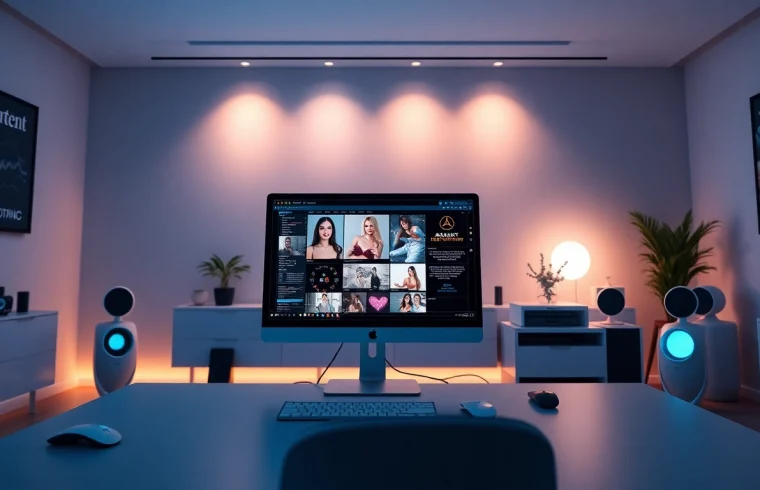 Innovative AI porn interface in a modern digital workspace with advanced technology.