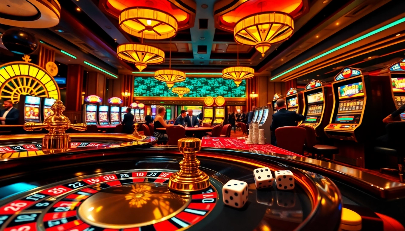 Experience the thrill of winning with okwin in a vibrant casino atmosphere featuring poker tables and slot machines.