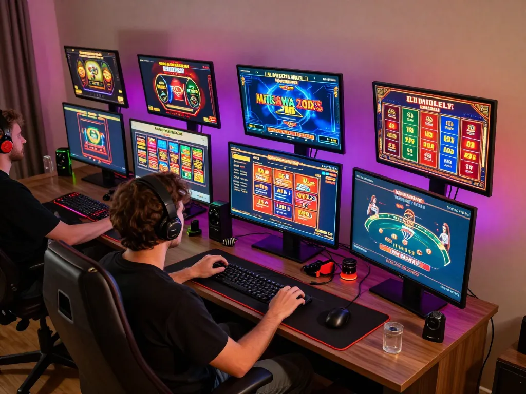 Experience thrilling gameplay on 8k8.rest with multiple screens showing diverse online casino games.