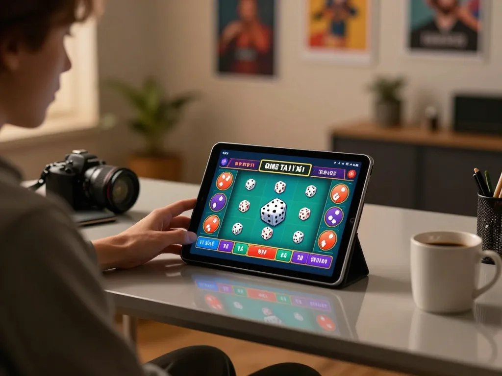 Engaging in app tài xỉu online gameplay on a tablet showing dice results and betting options