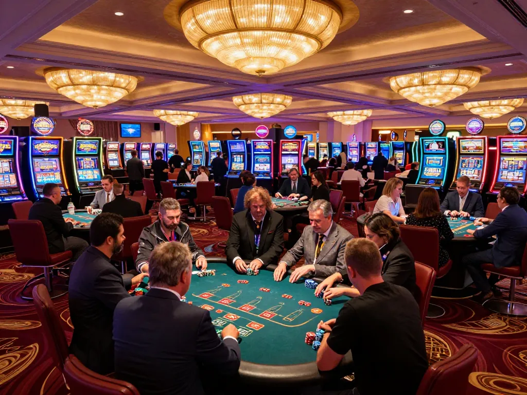 Người chơi LUCK8 thưởng thức hành động blackjack căng thẳng tại một sòng bạc cao cấp ở Las Vegas, không khí sôi động và gameplay hấp dẫn.