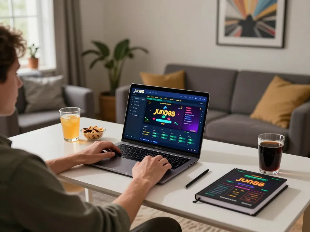 Players engaging with the jun88 casino app in a cozy home gaming setup.