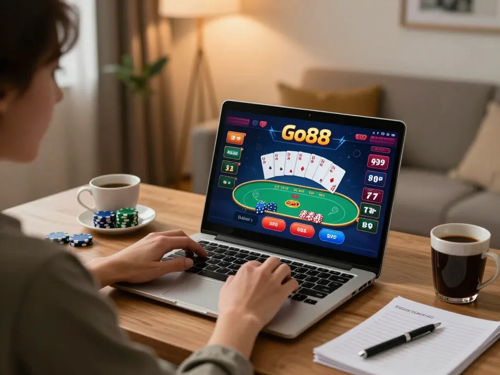 Player using Go88 online casino app during an evening gaming session at home.