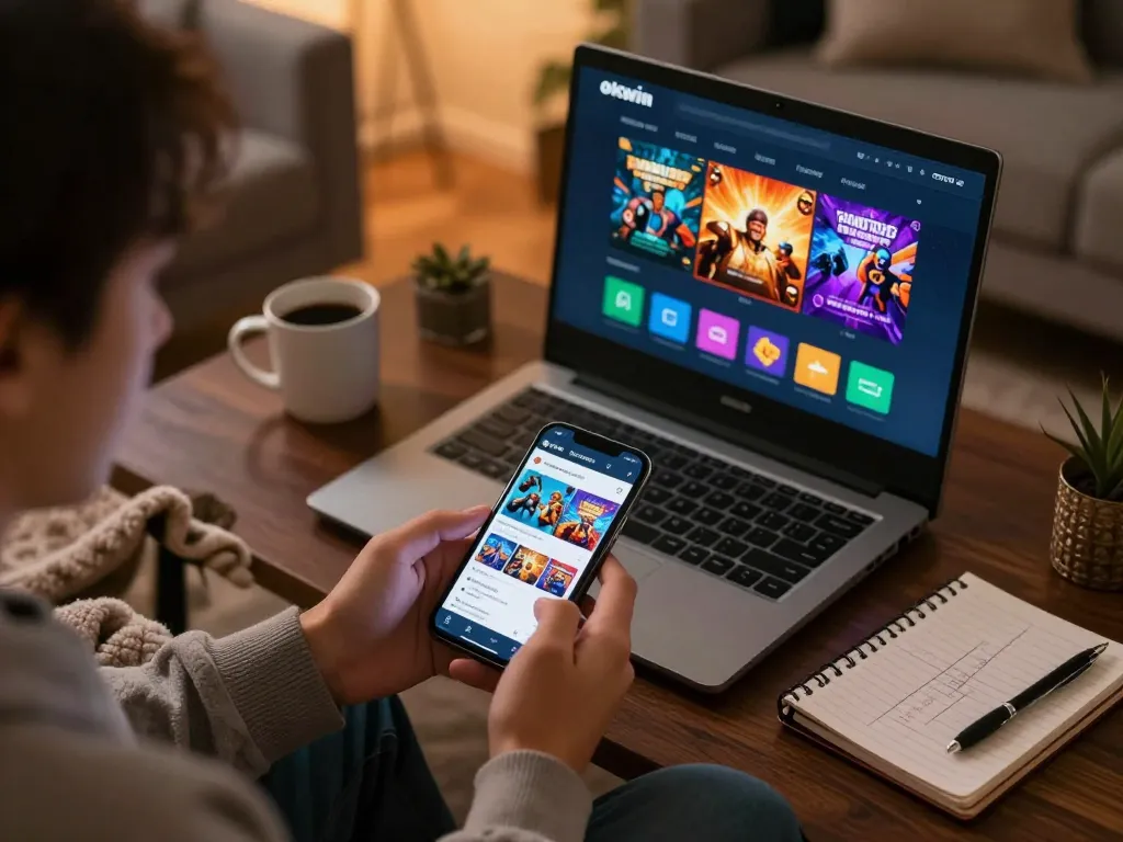 Engaging gameplay on trang chủ okwin mobile app with user focused on betting options in a cozy setting.