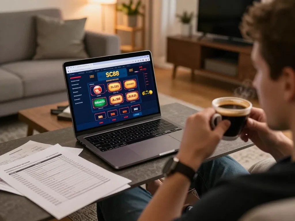 Engaging online gaming session on SC88 casino platform with player managing bankroll effectively