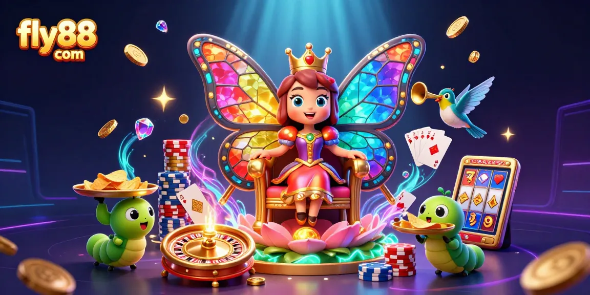 Experience the excitement of fly88 com with vibrant casino elements and games in a captivating scene.