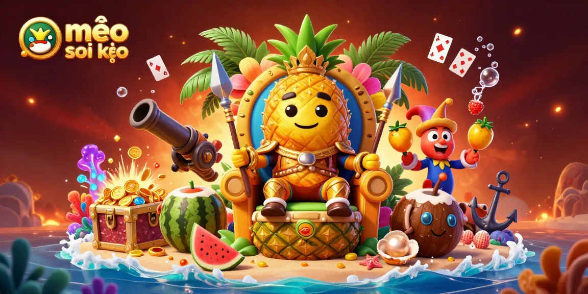 Engaging illustration showing mẹo soi kèo strategies at a lively beach casino with colorful elements.