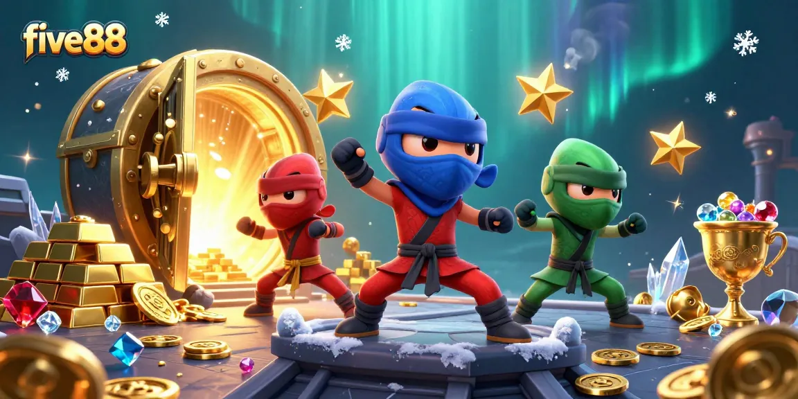 Experience the excitement of five88 casino adventures with ninja chameleons amidst dazzling treasures.
