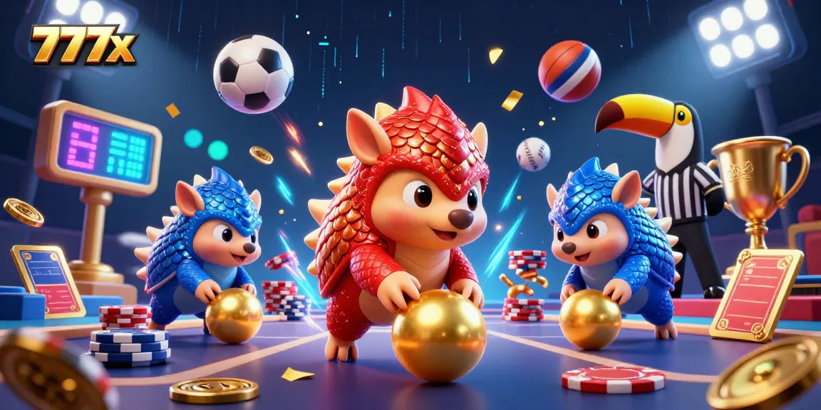 Experience thrilling gameplay with 777x as pangolins roll through golden poker chips in vibrant action!